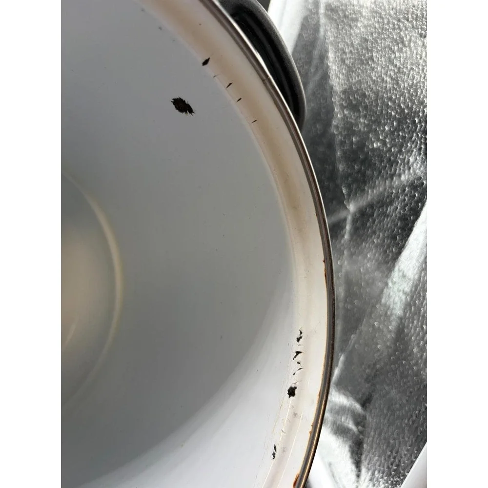 Vintage GMI Enamelware Stock Pot with Lid Floral Poppy‎ White Enamel Soup Pot